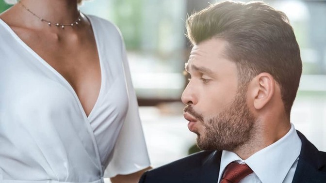 What would you say to a guy you caught looking at your cleavage?