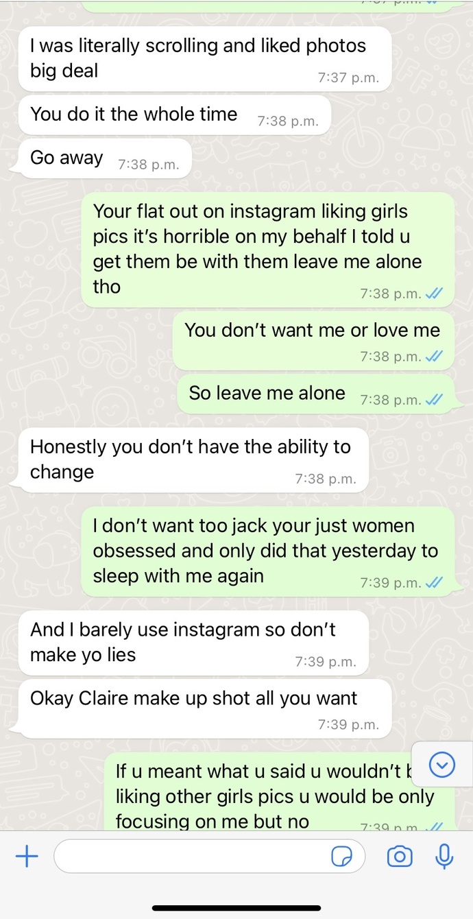 All this because I confronted him about liking girls pics when he was meant  to be focusing on me? - GirlsAskGuys