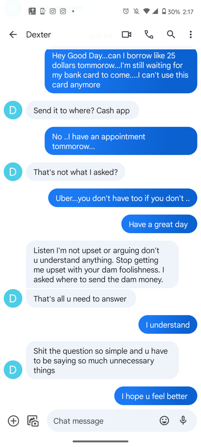 I feel bad... I know I was wrong?