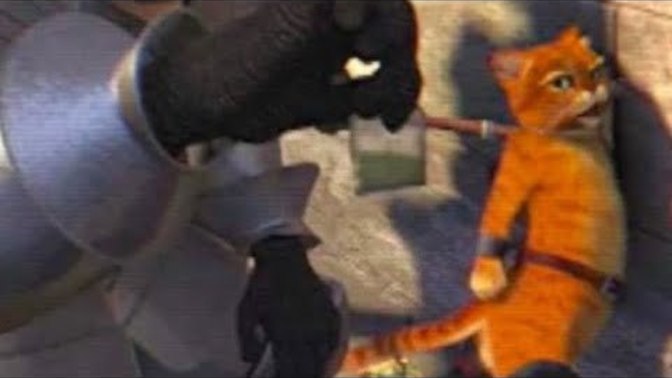 How come Puss in Boots didn't take out most of the knights in shrek 2 like he took on shrek and the rest of the knights once they got to the castle?