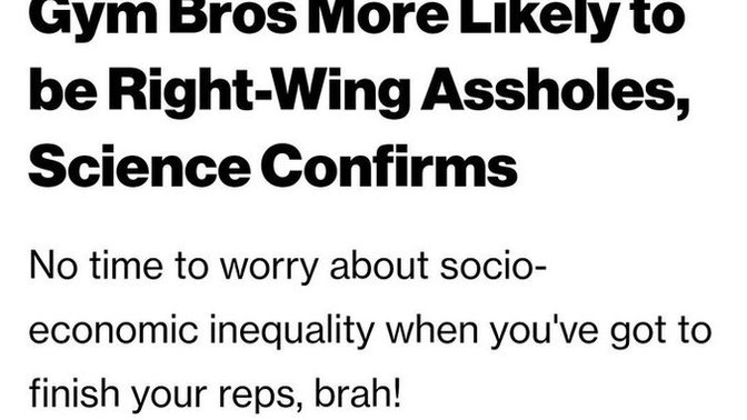 Do you agree with left wingers that going to the gym makes you a nazi?