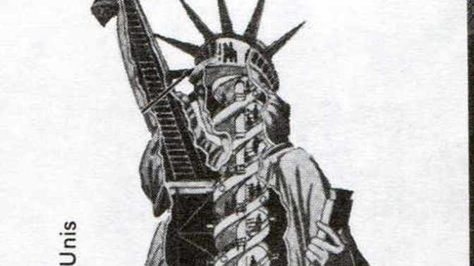 What is the significance of the double helix staircase inside, and the torch that the Statue of Liberty is holding?