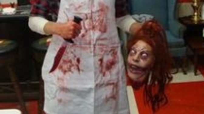 I'll try to win a Halloween competition this year. I want to be a butcher, which mask would be better?