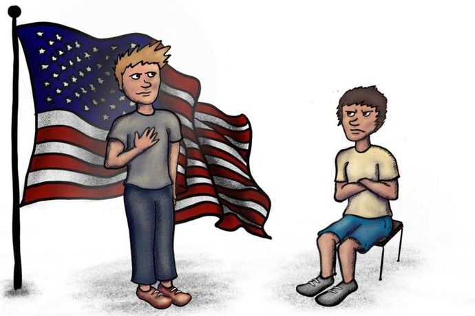 Do you stand for the American pledge of allegiance and do you believe people should stand for it and the national anthem when sung at a public event?