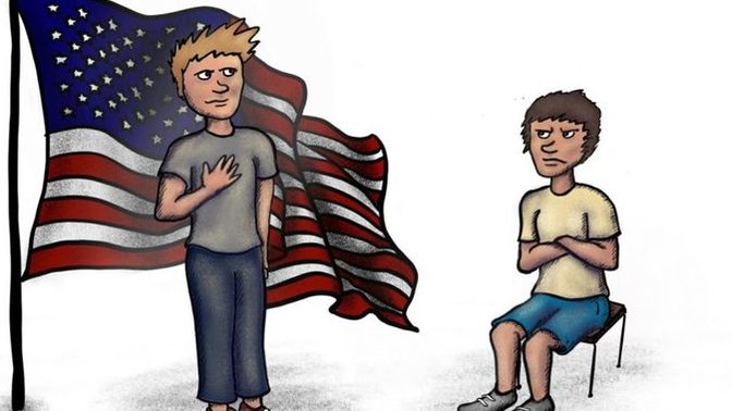 Do you stand for the American pledge of allegiance and do you believe people should stand for it and the national anthem when sung at a public event?
