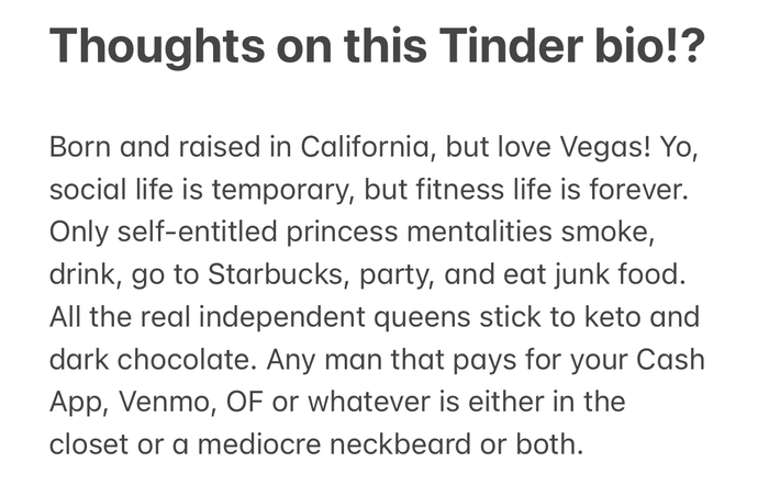 What are your thoughts on this bio?