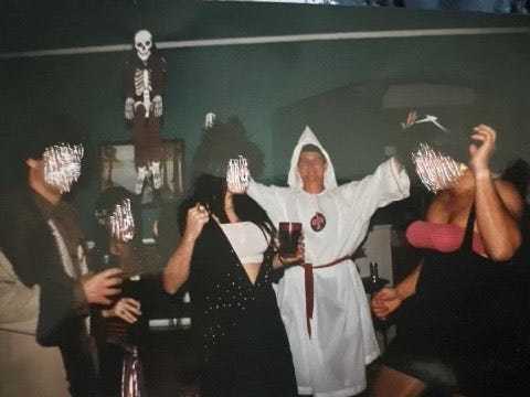If you were at a Halloween party and a dude showed up wearing a KKK Klansmen costume what would you think?