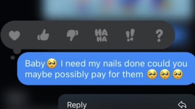 Guys, your girlfriend texts you this… what do you say/text back? Ladies, would you ask your man to pay for your hair/nails?