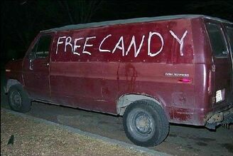 You look outside at night and notice a van parled in front of your residence with the words ‘Free Candy’ scrawled on it with chalk. what do you do?