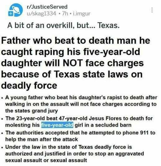 A 23 year old father beat his daughters rapist to death, and certain media outlets are calling this murder or over kill, what do you think?