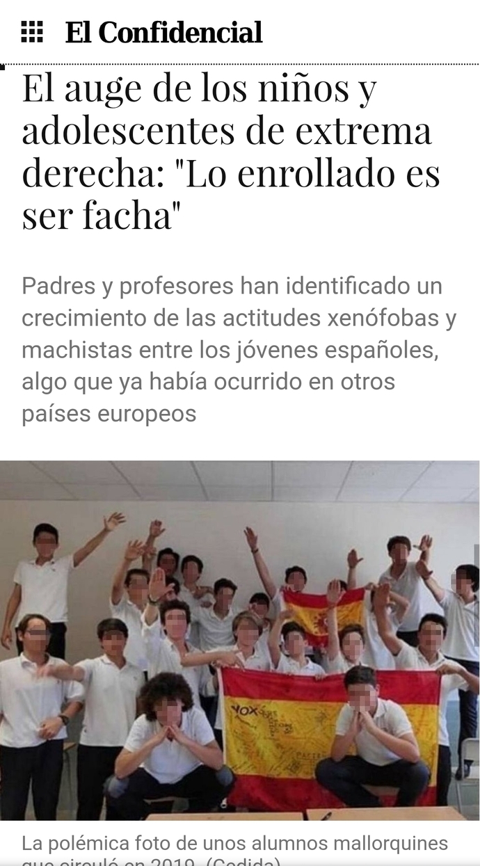 The rise of children and adolescents of the extreme right: "The cool thing is to be a facist"