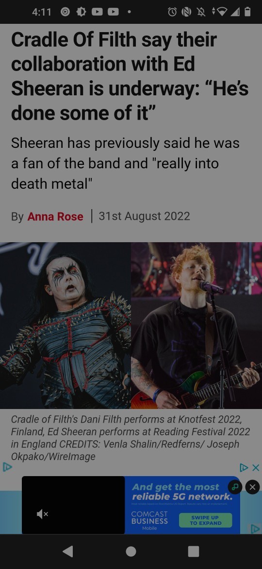Ed Sheeran and extreme metal band Cradle of Filth are making a song together. How does this make you feel?