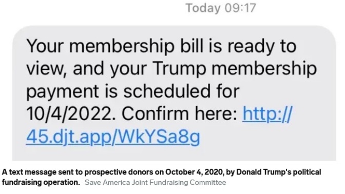 Is this the way how Trump is robbing the feeble minded old people who support him blindly and illegally?