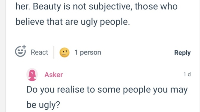Do you think it was rude of me to write to this user “to some people you may be ugly”?
