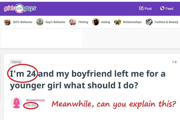 I'm 24 and my boyfriend left me for a younger girl what should I do?