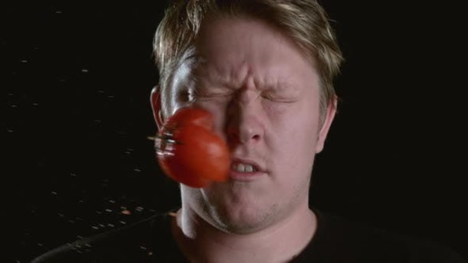 If a random person threw a tomato and hit your partner on the head with it would you laugh?