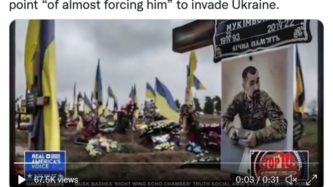 Is he trying to say that "If He was still President - the war in Ukraine won't be happening and his BFF would get what he wants"?