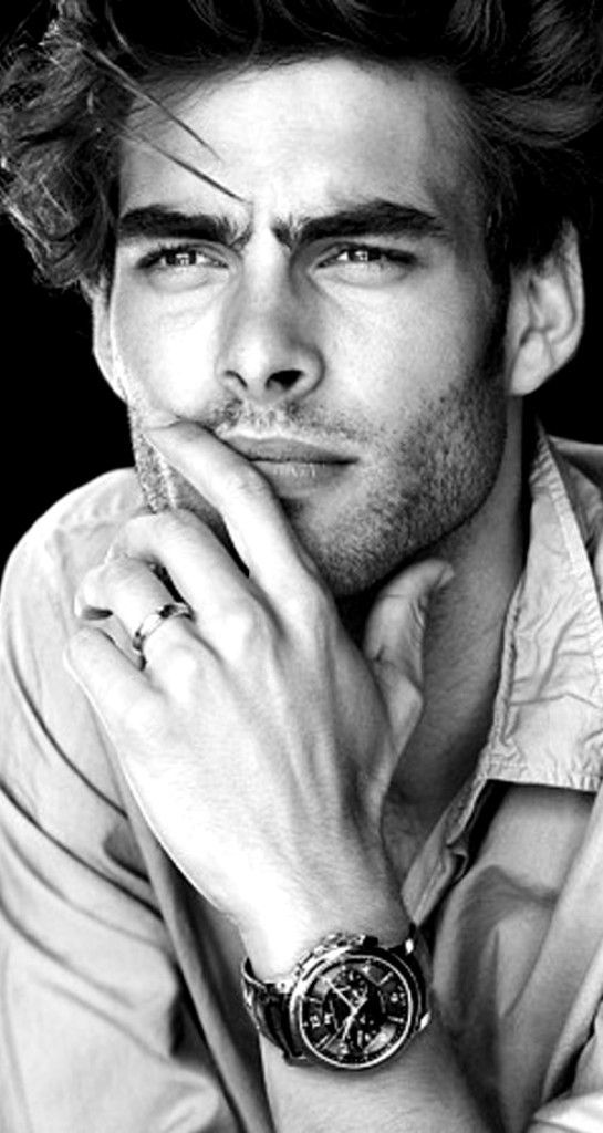 Squinting is sexy, lol. (Male models never get to smile.)