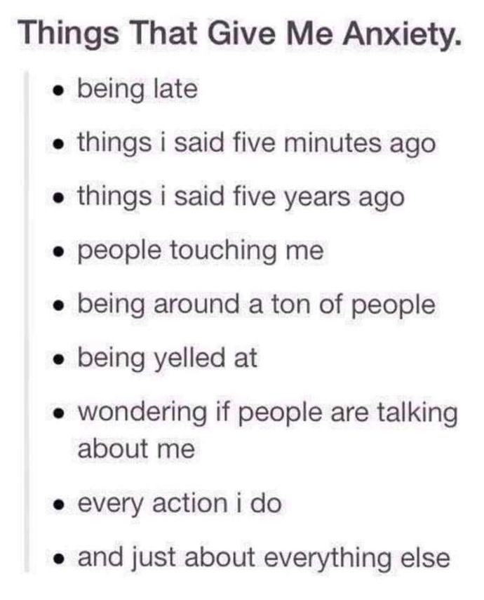 What things or situations give you anxiety?