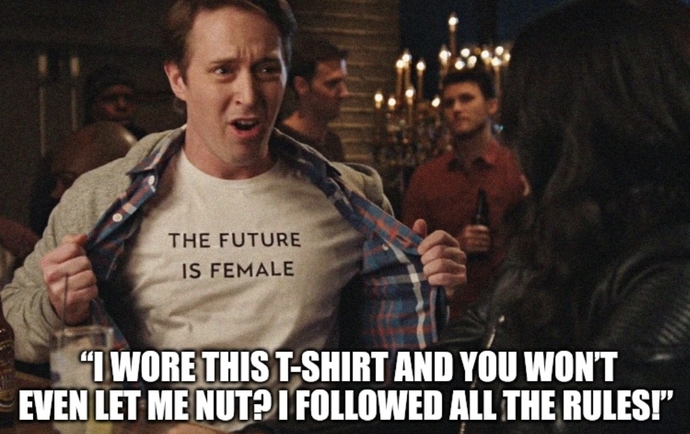 If you are walking out in public and you see a man with a T-shirt "I'm a feminist" what would be your reaction or thoughts?