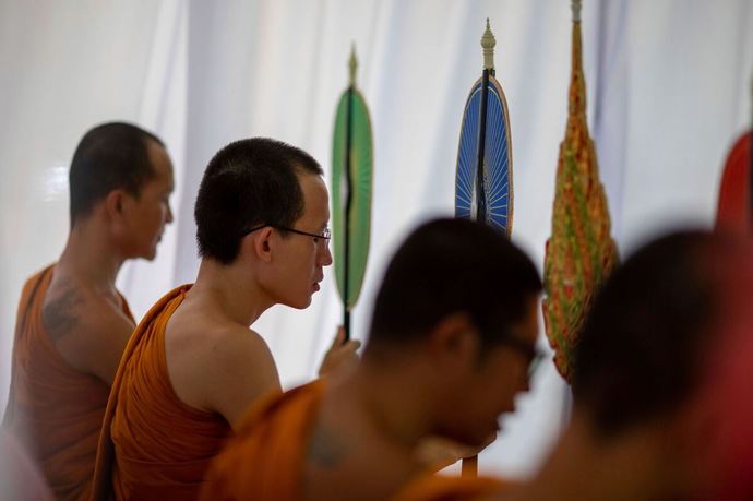 Oct. 8, 2022 Uthai Sawan, Thailand Monks pray for the victims of the daycare center attack inside what Rat Samakee temple.