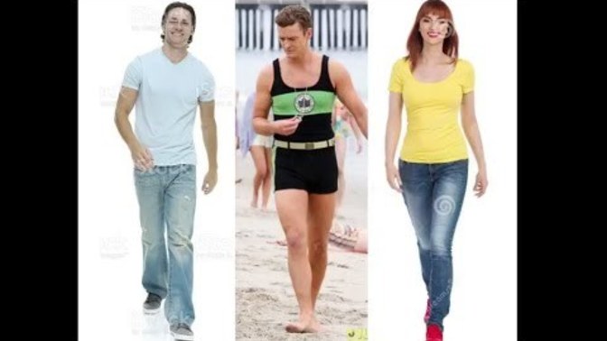 Do you know of any couple in real life where the guy crosses legs as he walks and the girl doesn't?