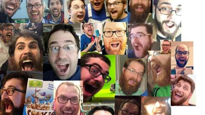 Is the reason why so many bearded men with glasses have their mouths wide open when having their picture taken, caused by influencers?