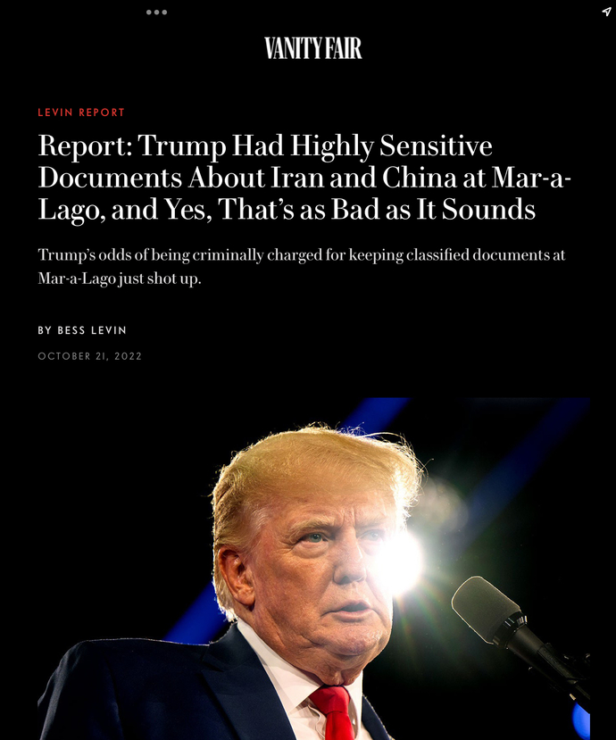 Is there a good reason for Trump to have classified Iran and China intel at Mara Lago?