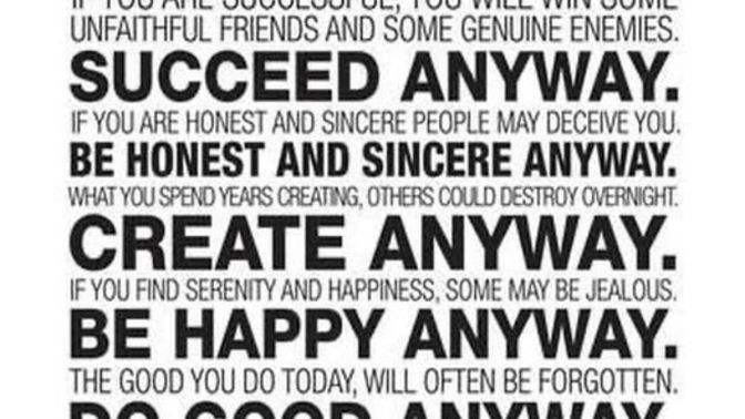 Do you feel that you should ignore those who would bring you down, or do you just forgive them and carry on?