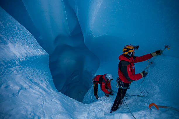 The French High Risk Mountain Military Squad, the GMHM explore the ice-mills with French scientists.