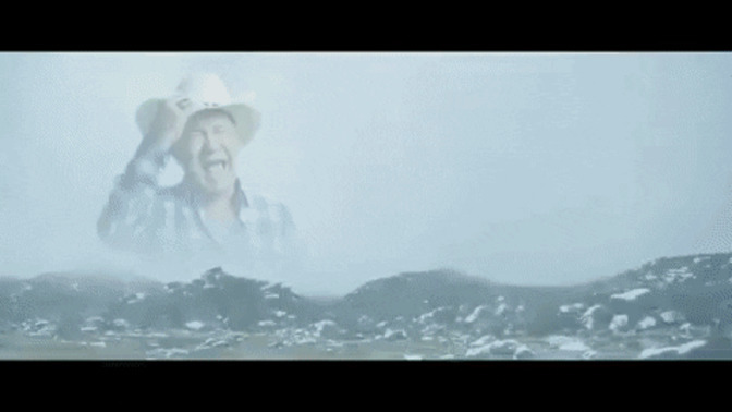 If you looked up in the sky and saw a cowboy singing his lungs out up there what would you think?