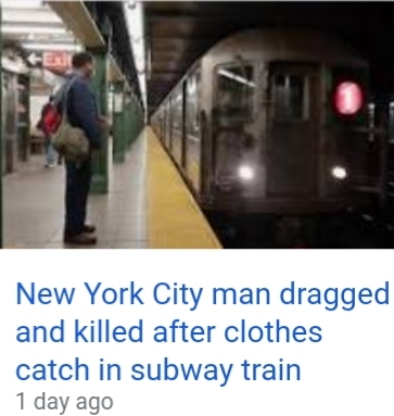 Poor guy gets clothing caught in subway train?