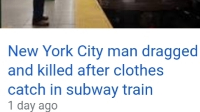 Poor guy gets clothing caught in subway train?
