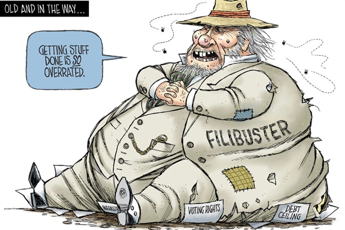 Should the filibuster be done away with so laws can pass quickly in the senate by a simple majority or stay intact, why, why not?