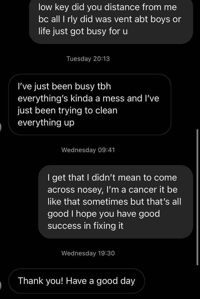 Does it seem she doesn’t care to be friends?