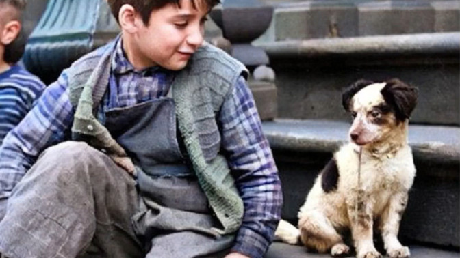 What TITLE would you give this 1949 photo of a boy and his dog?