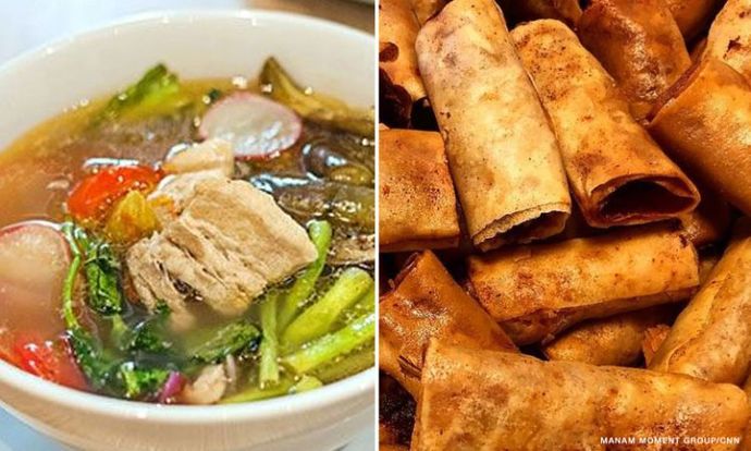 Filipino Food (Singang Soup & Lumpiang Shanghai Spring Rolls)