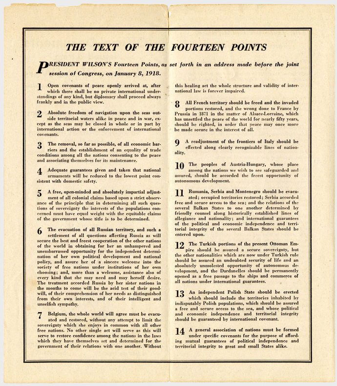 Whit his list of 14 points today the world will had been a way better world