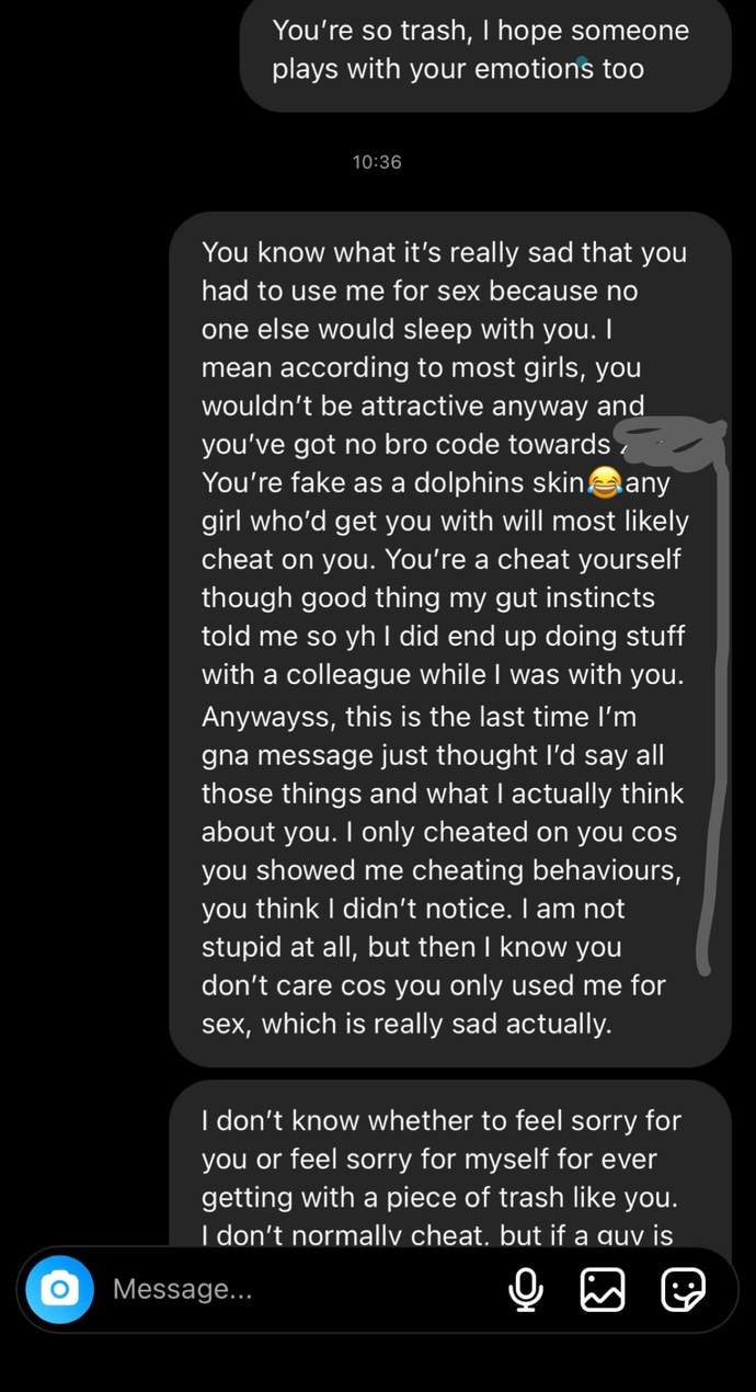 Sent this text to my ex, idky…would you say that message was hurtful?
