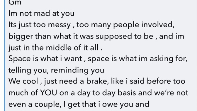 My friends with benefits sent me this after an argument last night?