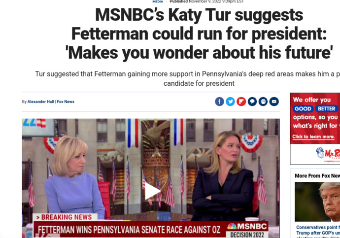 MSNBC is saying that John Fetterman would make a great candidate for the presidency. Dont you agree?