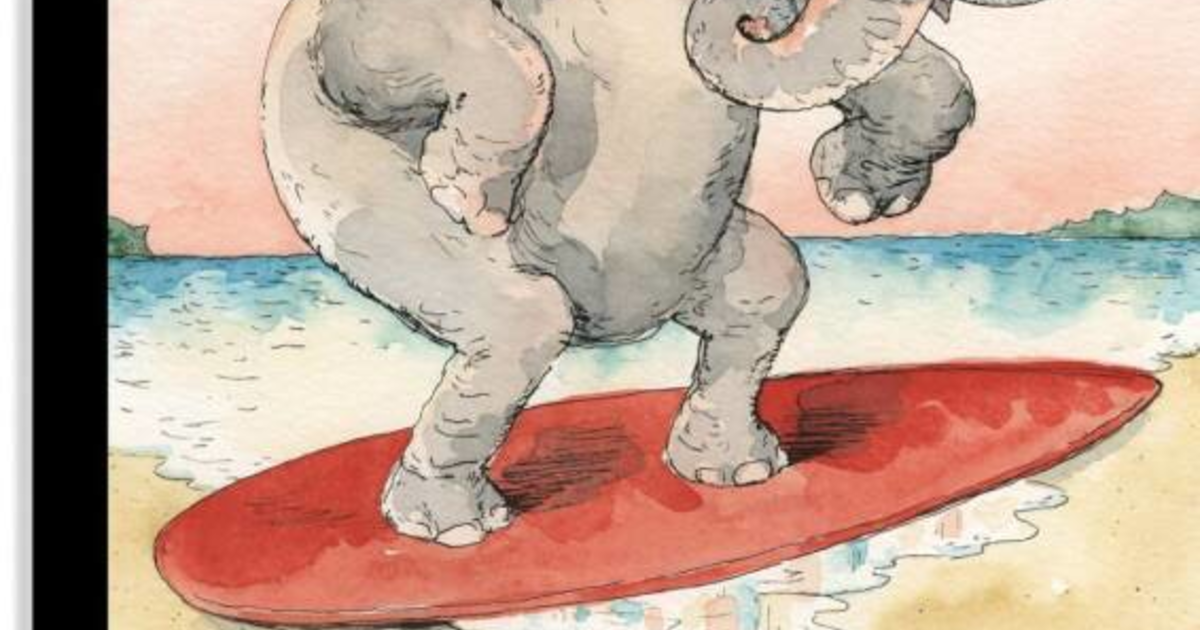 How would you react if you saw an elephant trying to ride a wave with a ...