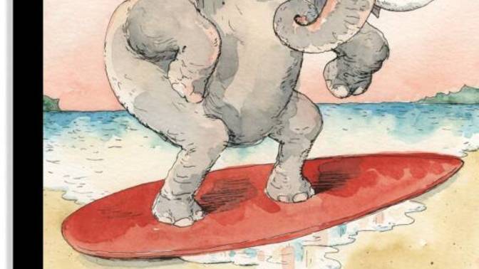 How would you react if you saw an elephant trying to ride a wave with a surf board but it was barely even a puddle?