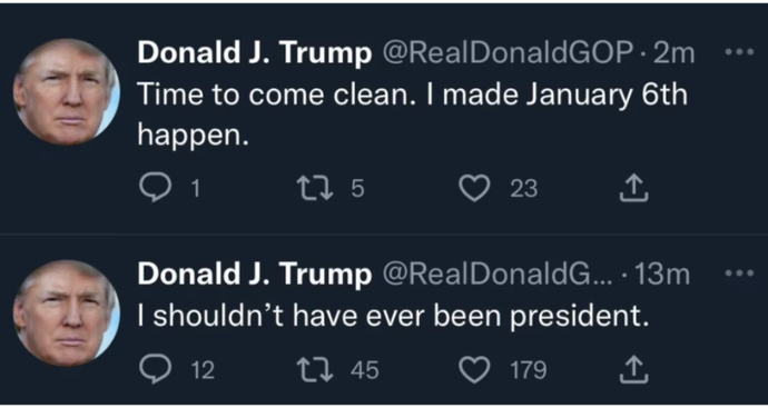 Trump was back on Twitter saying he made January 6th happen and said he shouldnt have been President. Saul of Tarsus moment?