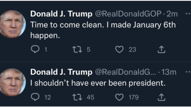 Trump was back on Twitter saying he made January 6th happen and said he shouldn't have been President. Saul of Tarsus moment?