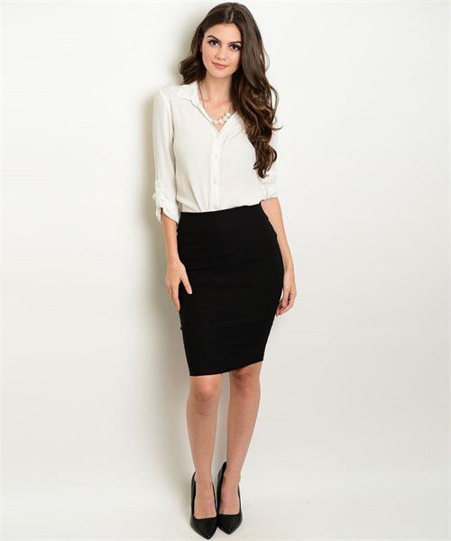 Demin shirt with black pencil skirt and sneakers?