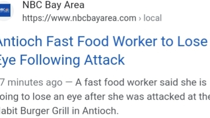 Burger worker loses eye?