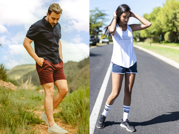 Like this... notice theyre still way longer than the womans shorts, though.