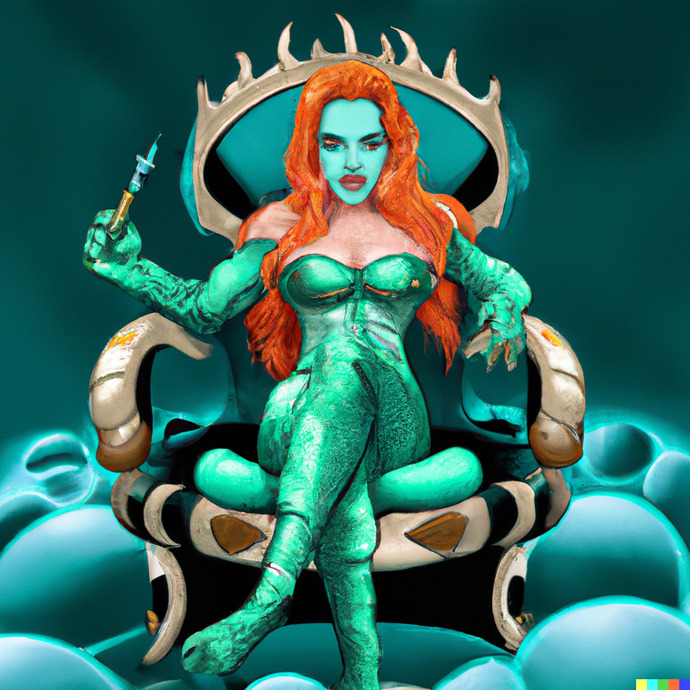 "Amber Heard as Mera, getting high in Atlantis, after losing her court case to Camille Vasquez."