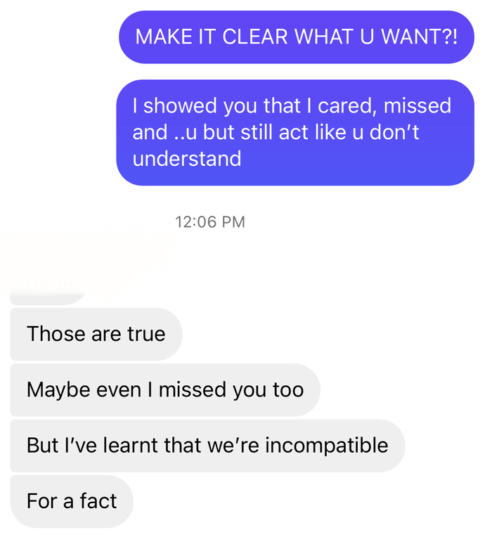 What does it mean when a guy says I missed you but he finds the relationship